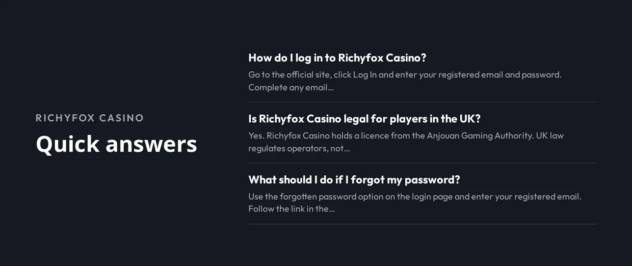 Resolve common player questions