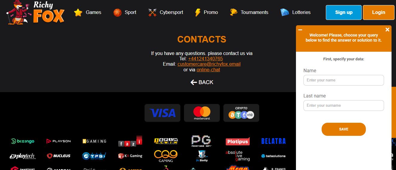 Contact support team via email phone or live chat instantly